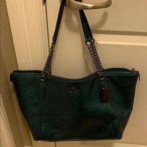 Coach blue metallic tote